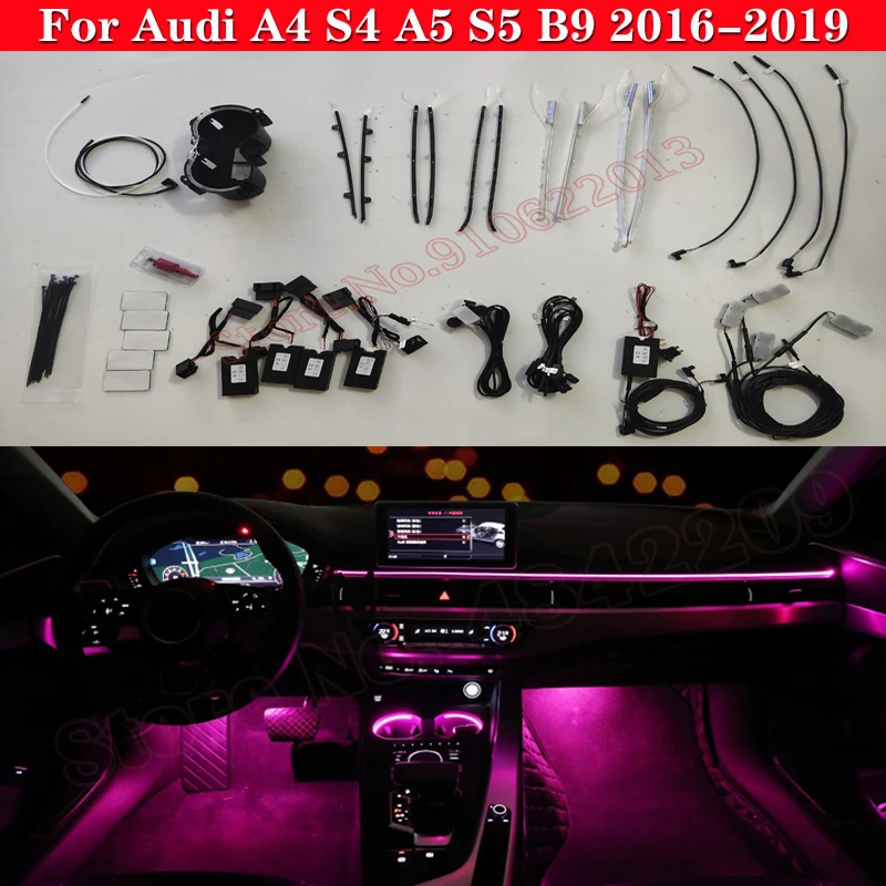 Decorative Cover Lift Tweeter Speaker Lamp LED Strip For Audi A4 S4 A5 S5 B9 2016-2021 Center Console Dashboard Ambient Light