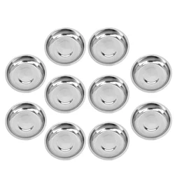 10 Pcs Butter Tray Metal Dip Bowls Cake Pan Set Flavor Dish Serving Tray Round Appetizer Plates Dessert Stainless Steel Plate