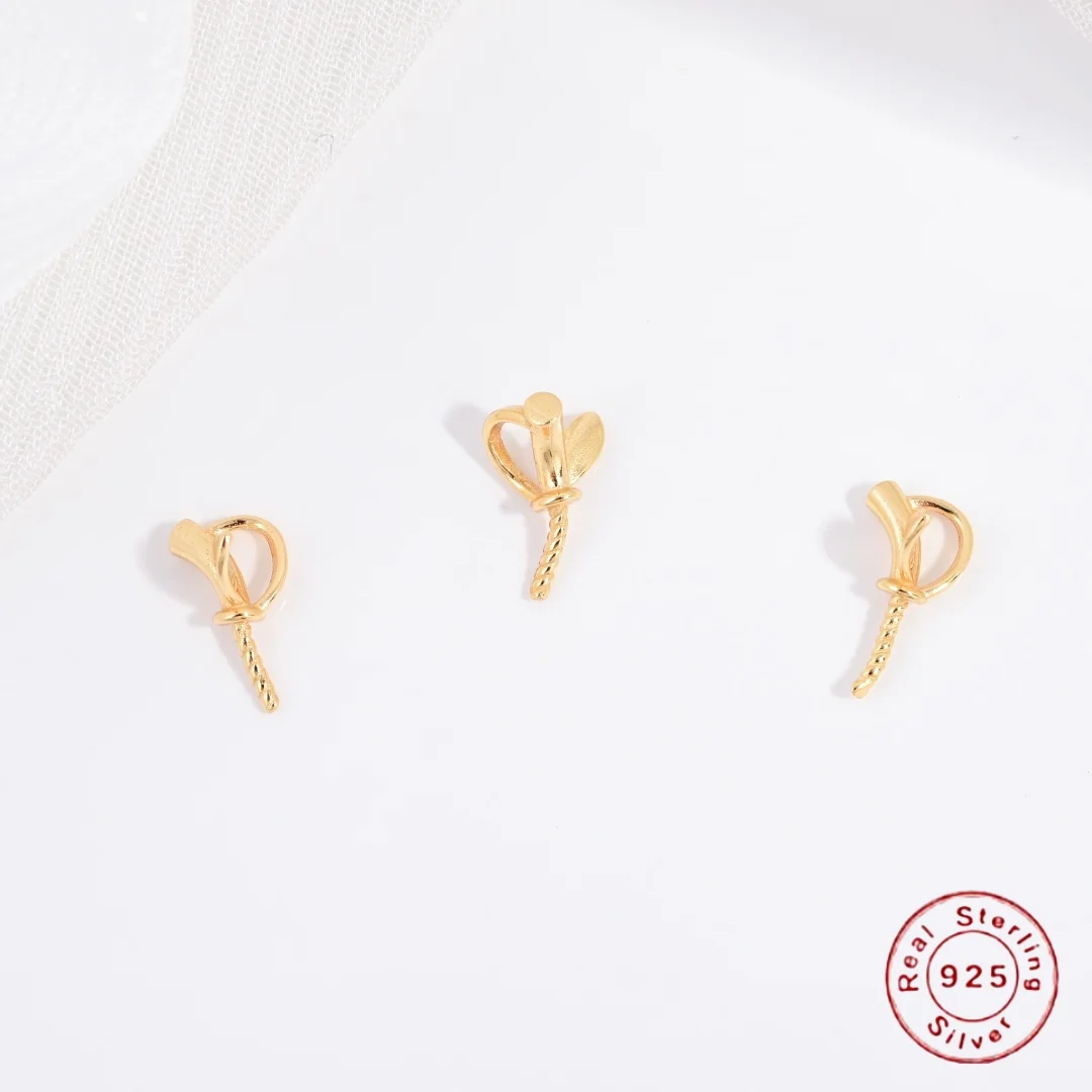 

S925 Sterling Silver Apple Style Pearl Charm Empty Setting DIY Handmade Bracelet Necklace Empty Setting Accessory SD120