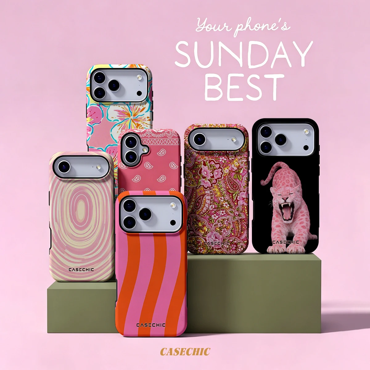 Pink Orange Wave For Samsung Galaxy S26 S25 S24 A56 A36 Dual Layer Luxury Fashion Full Lens Protective phone Cover CaseChic
