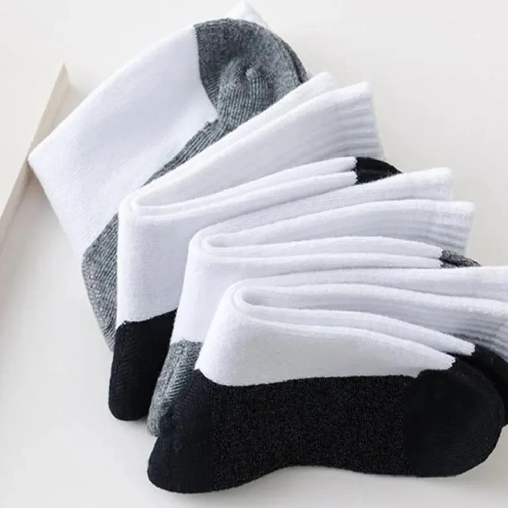 

5 Pairs Breathable Summer Children Cotton Sock Mesh Boat Socks Kid Boys Anti-slipping Sock Two-color Black Bottom White Socks