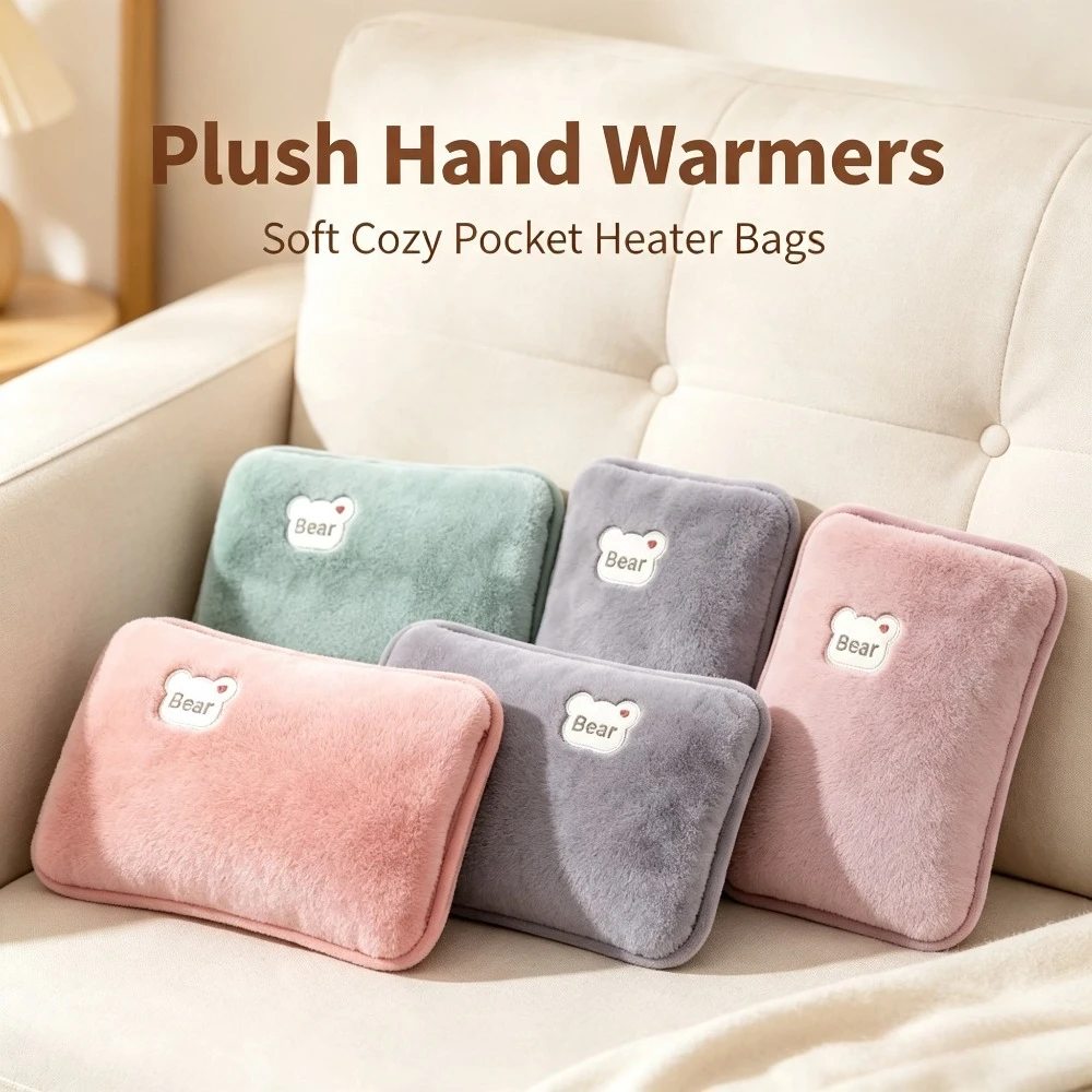Rechargeable Hot Water Bottle Cute Electric Hand Warmer EU Plug Reusable Hot Compress Bag Heating Pad Pocket Winter Gift