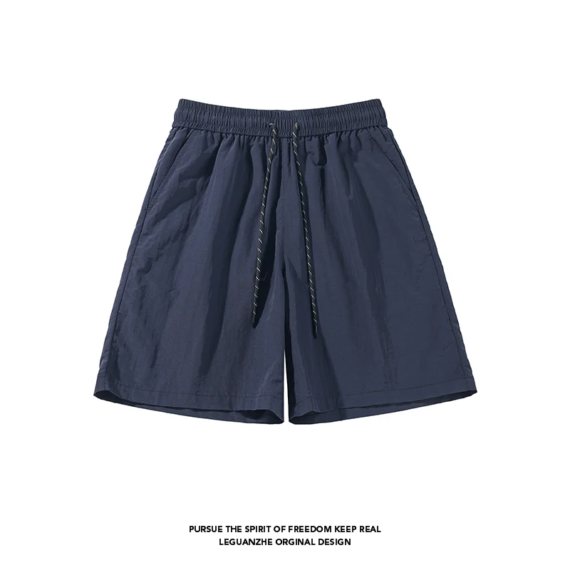 Basic Solid Colour Shorts Men's Casual Loose Sports Shorts Summer Drawstring Design Elastic Waist Quick Dry Basketball Trousers