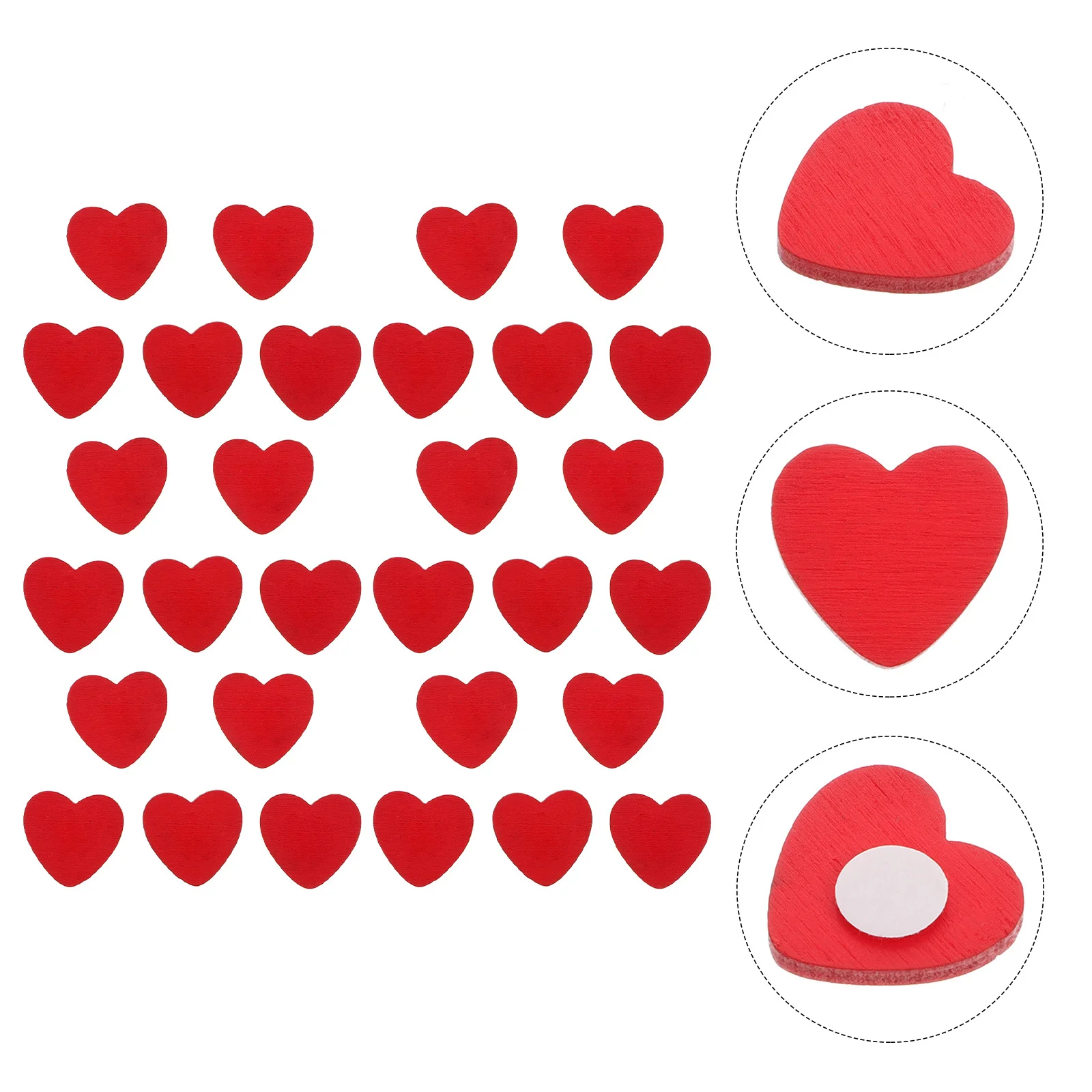 

50Pcs Wooden Heart Sticker Decor Valentine's Scrapbook Supplies Wooden Red Heart Sticker Label Seal Stickers