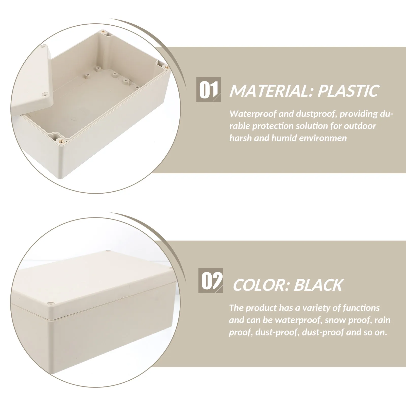 Outdoor Waterproof Junction Box Heavy Duty Plastic Cable Wire Enclosure Sealed Protection for Sockets Plugs Connections in Harsh