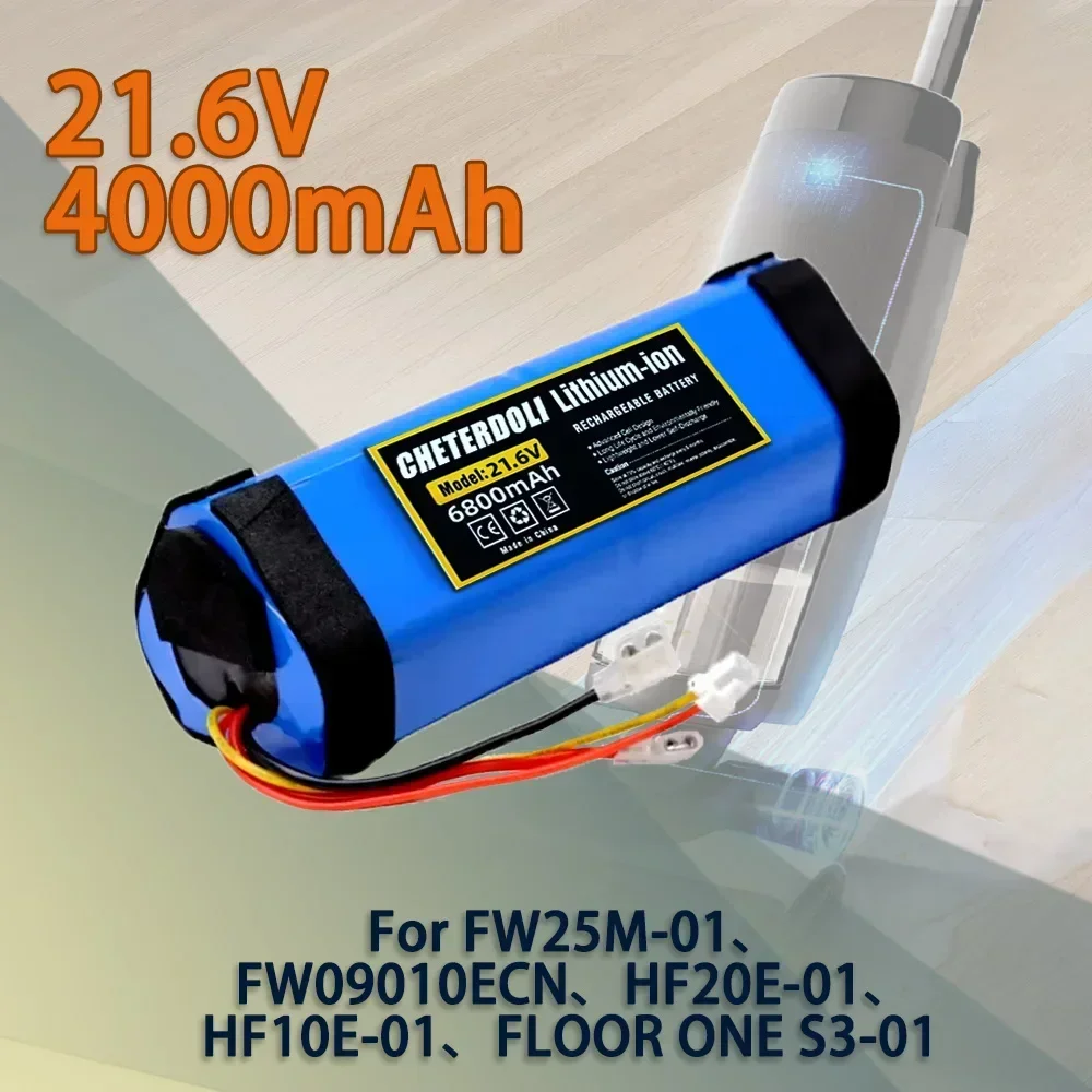 

New 21.6v 4000mAh 6800mAh 18650 Li-ion Rechargeable Batteries Pack for Tineco Floor OneS3 Wet and Dry Vacuum Cleaner