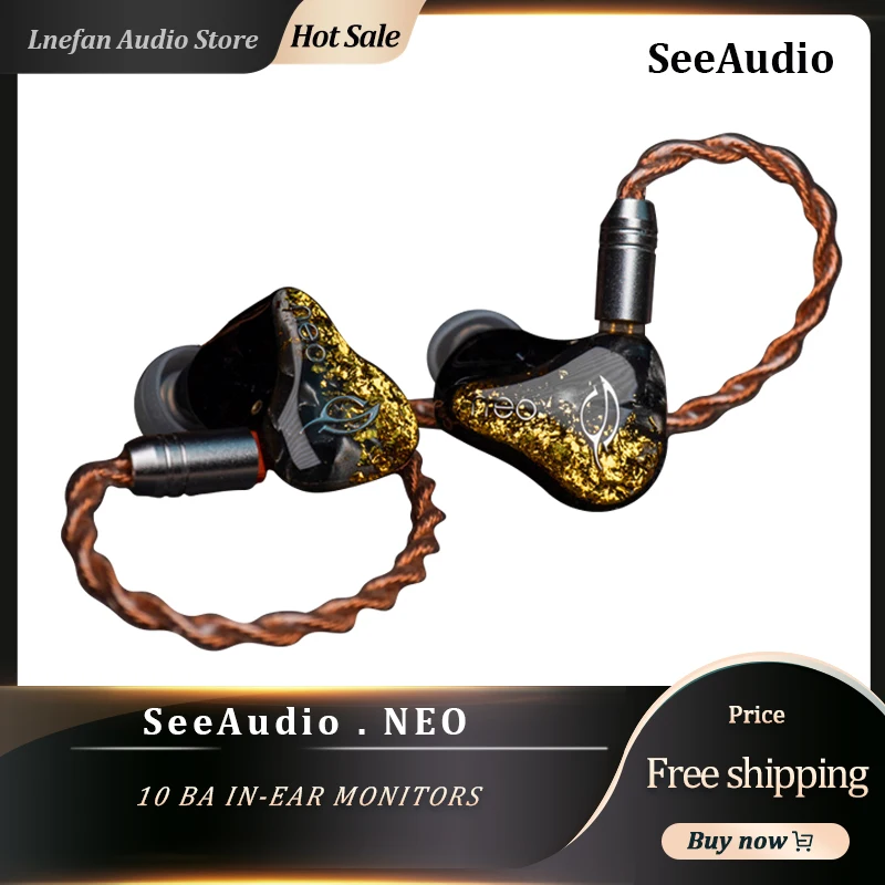 

SeeAudio NEO 10 BA IEM In Ear Balanced Armature Drive HiFi Earphone 2Pin 0.78mm 6-N OCC Litz Silver Plated Cable Monitor Earbuds