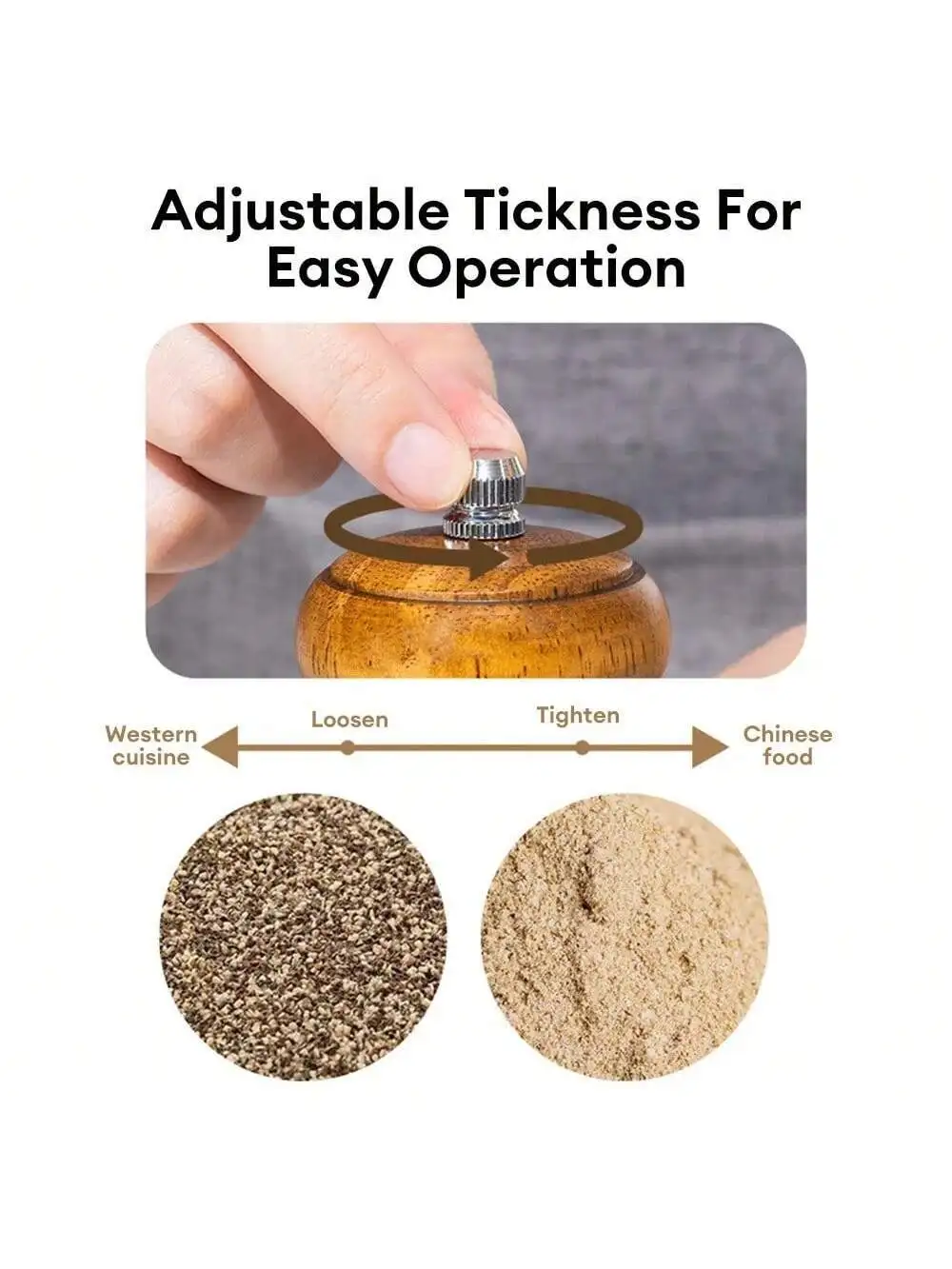 1pc 5inch Wooden Pepper Grinder, Modern Multipurpose Peppercorn Grinder For Kitchen,Kitchen,Summer Beach Party,Food,Camping,Orga