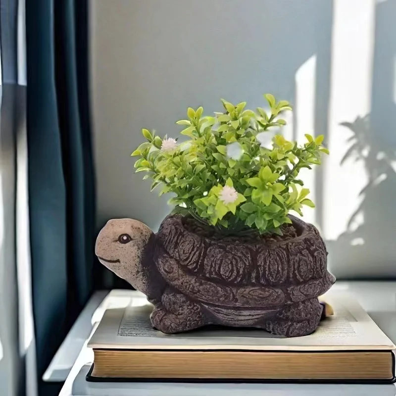 Turtle Silicone Mold for Cement Pots Novelties 2024 Mold for Gypsum Vase Home Decoration Animal Flower Pot Mold 3d Silicone Mold