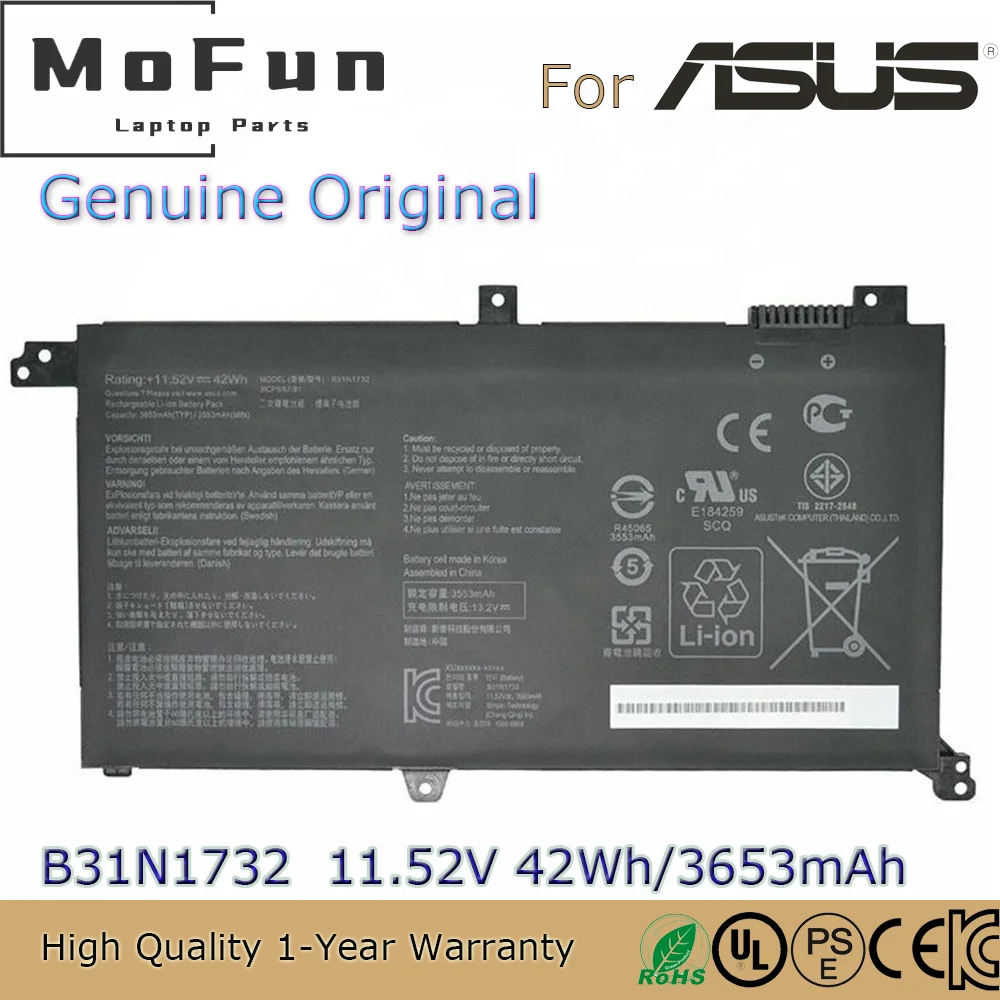 Brand New Original B31N1732 11.52V 42Wh Laptop Battery for ASUS X430FN VX60G B31BI9H VivoBook S14 S430FA