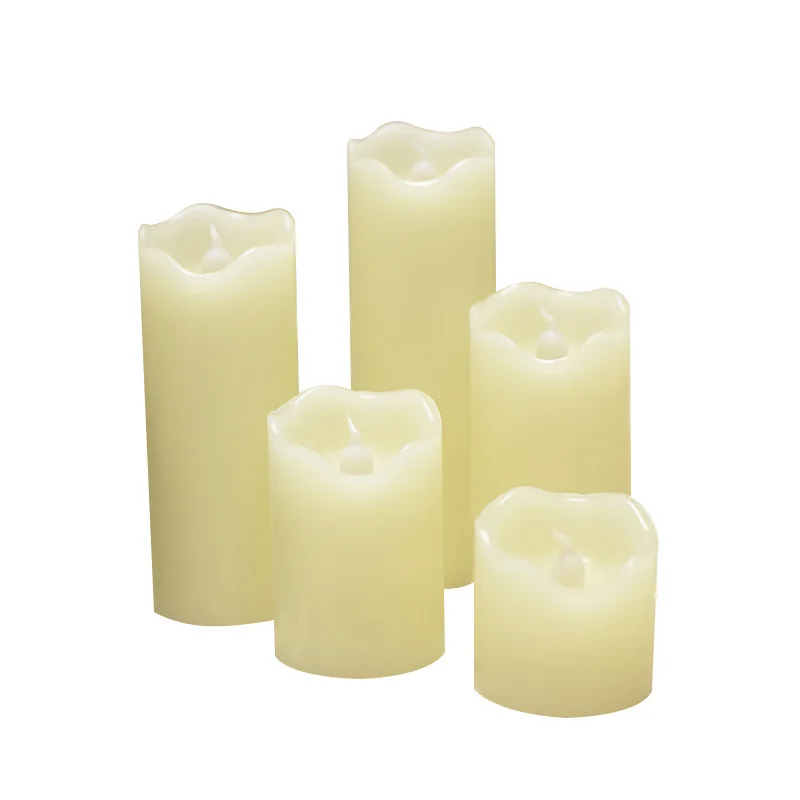 Flameless AAA Battery operated Led Pillar Candle Paraffin Wax wavy Edge Night lamp Home Wedding Party Decoration Dia 7.5CM-Amber