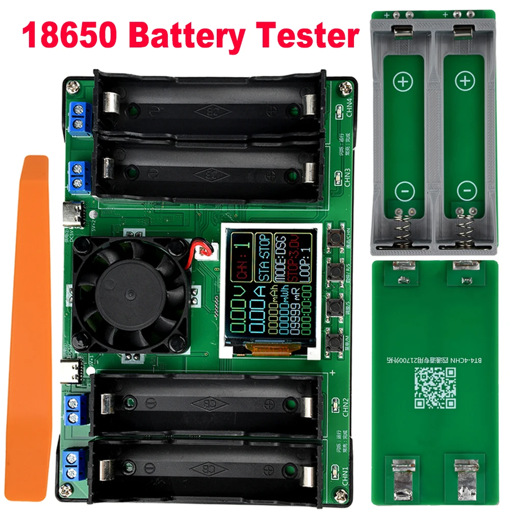 

DC 5V 18650 Battery Tester Module 4-Channel Capacity Internal Resistance Meter with LCD Display for Li-ion Batteries