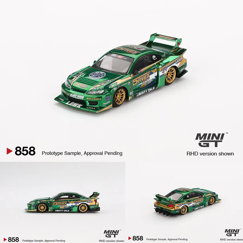 

Предпродажа MINIGT 858 1:64 LBWK Silvia S15 Super Silhouette, литая под давлением диорама, коллекция моделей, миниатюрные игрушки