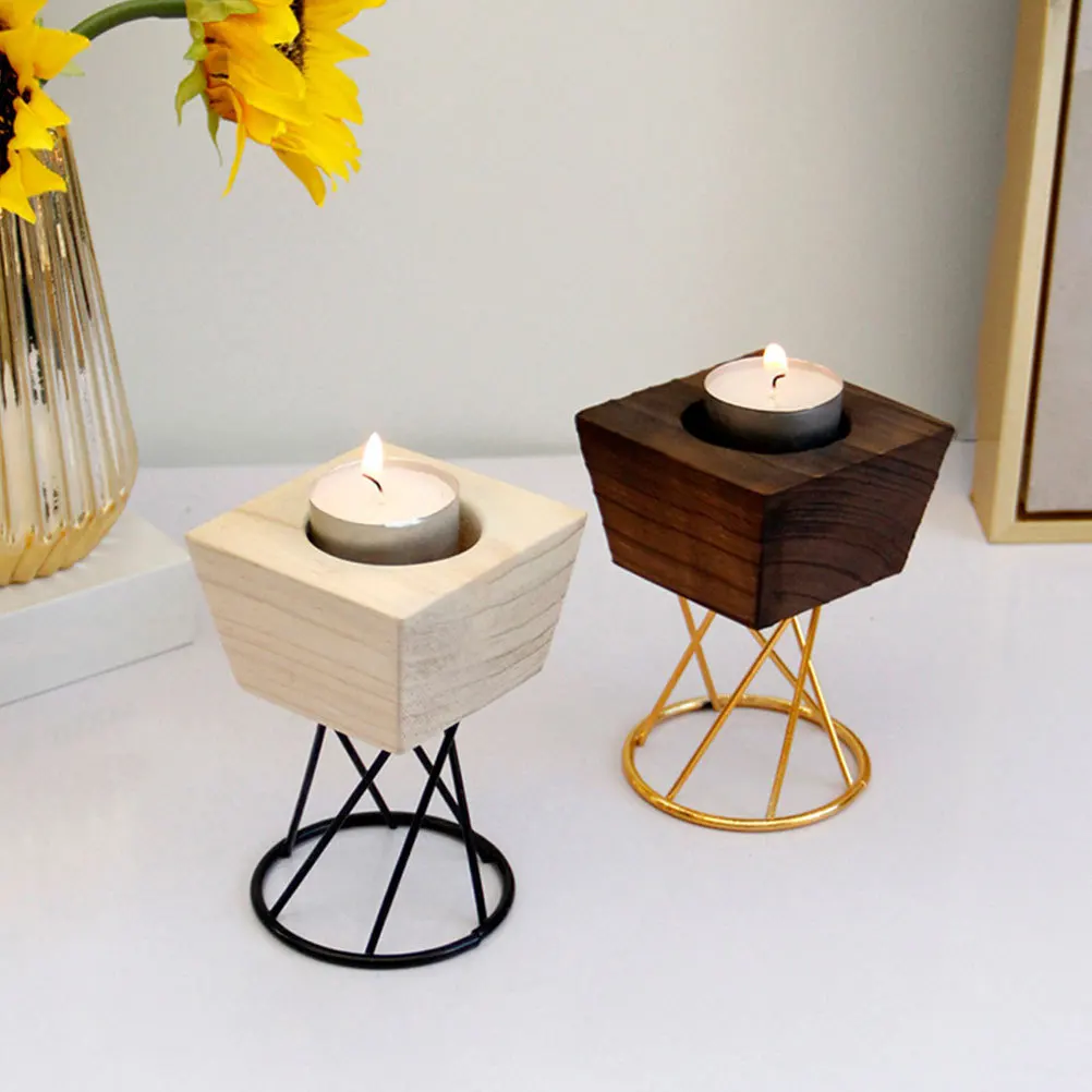 

Wooden Holder Desktop Table Decor For Home Party Bedroom Aromatherapy Modern Style Household Candlestick