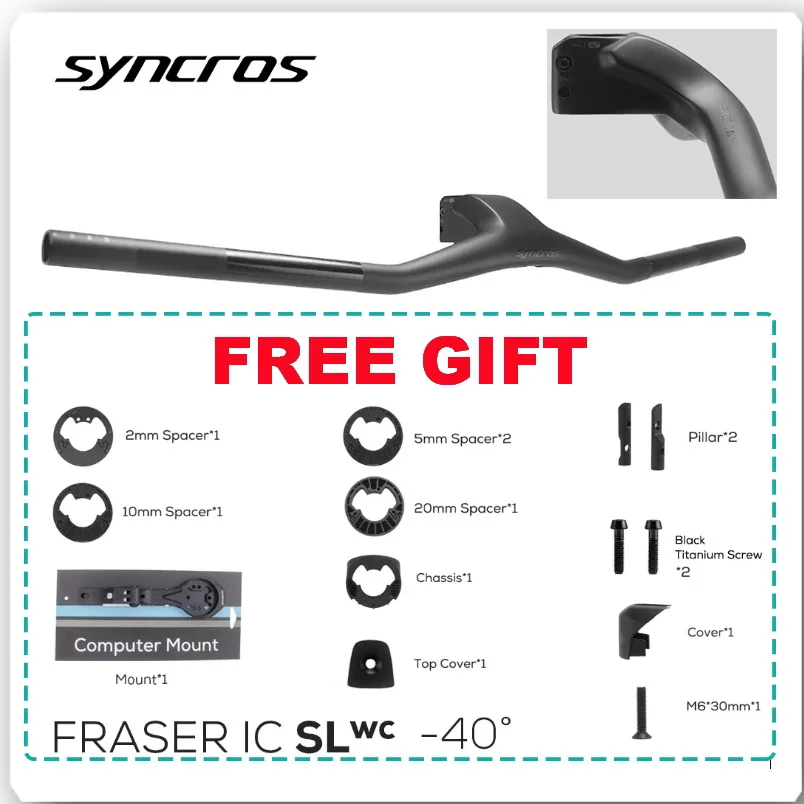 

SYNCROS FRASER IC SL WC 740MM X 70/80mm -40 Full Carbon Fibre Integrated MTB Handlebar bike accessories Black Matte With Mount