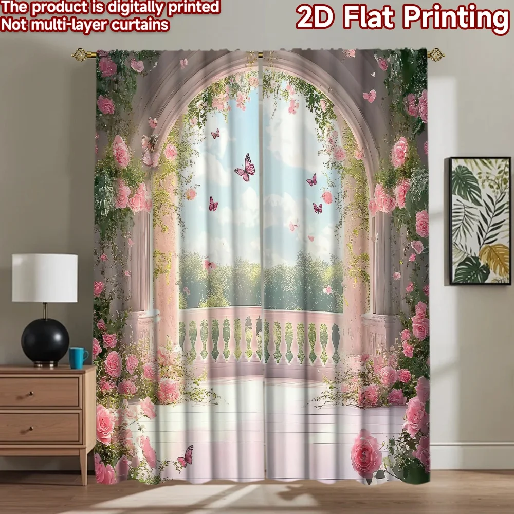 

1pc 2D flat Photography Backdrop Popular Backdrop Butterflies in Floral Arch 100% Polyester Vibrant Reunion Use for Holiday