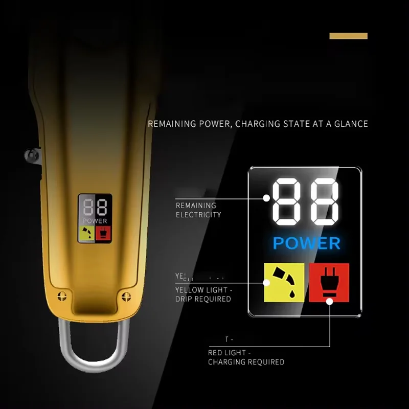 Kemei KM1986 Professional Hair Trimmer Men\'s Hair Clipper Cordless Electric USB Charging LCD Display Barber Hair Cutting Machine