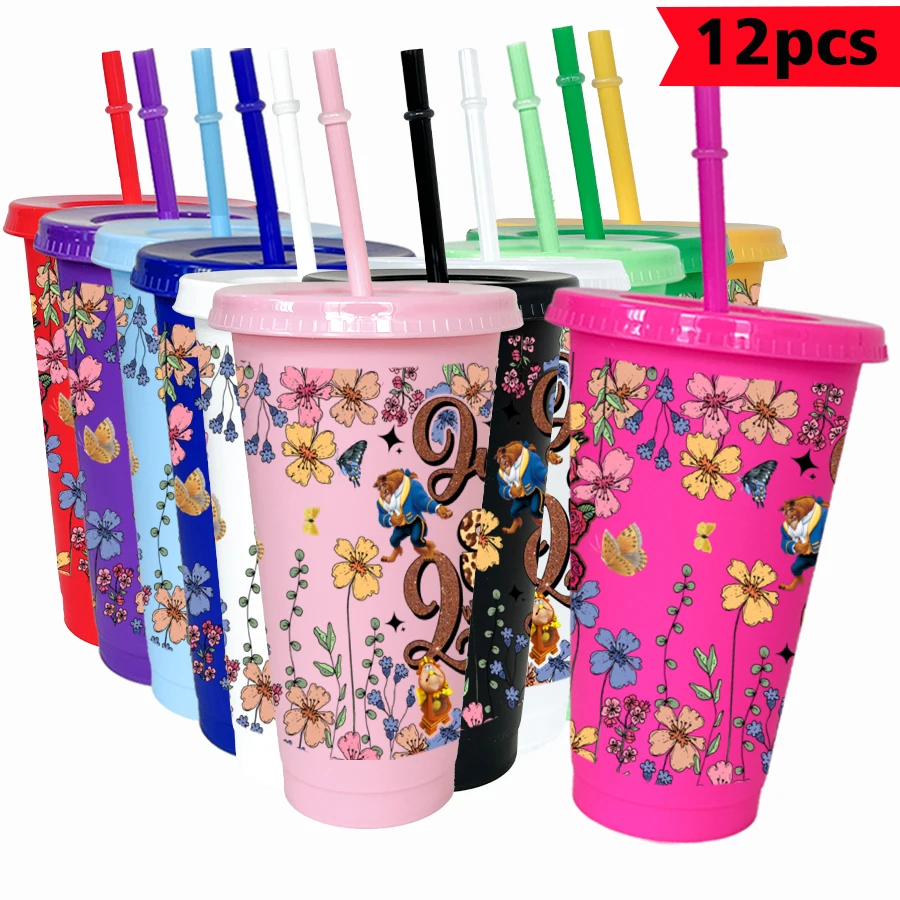 

12 шт./упак. Disney Search Banner цветы 26 унций красочные пластиковые принадлежности для питья на день рождения, чашка для сока, кофе