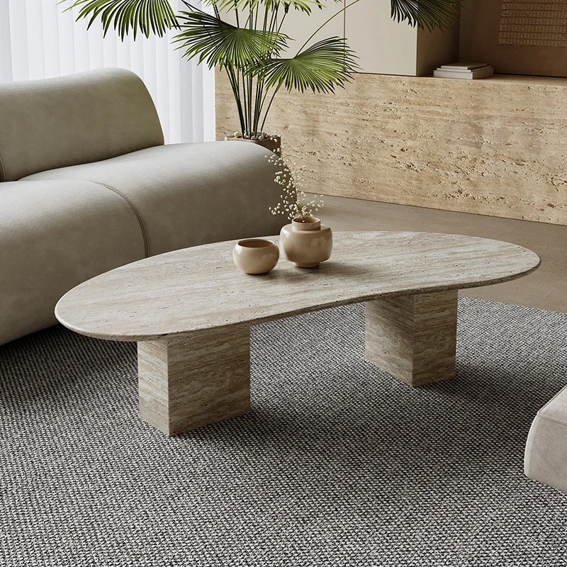 Small Living Rooms Sofa Side Table Modern Furniture Stone  Style Natural Stone Foldable Coffee Table