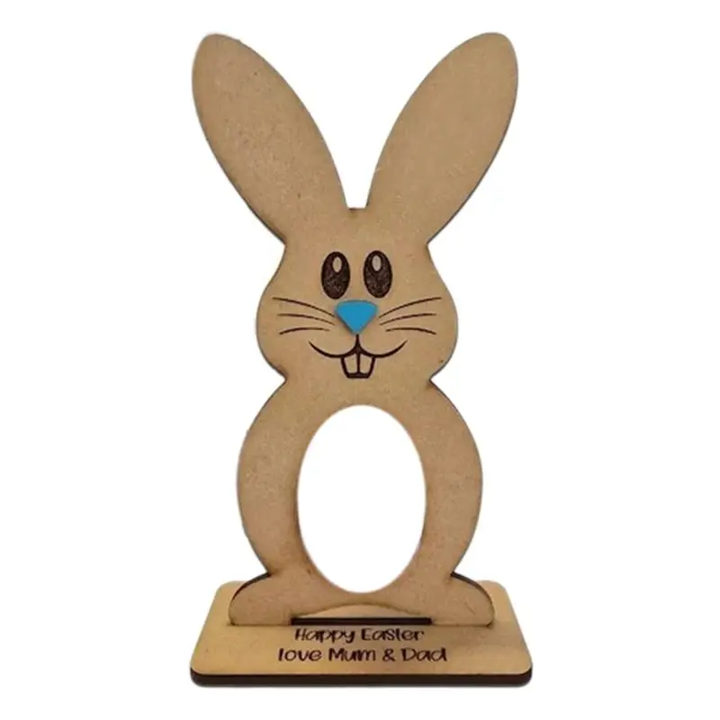 ABUN Wooden Easter Bunny Egg Holder Egg Rack Stand for Kinder Eggs Personalized Table Decor for Kids Party Gift 4 Pack