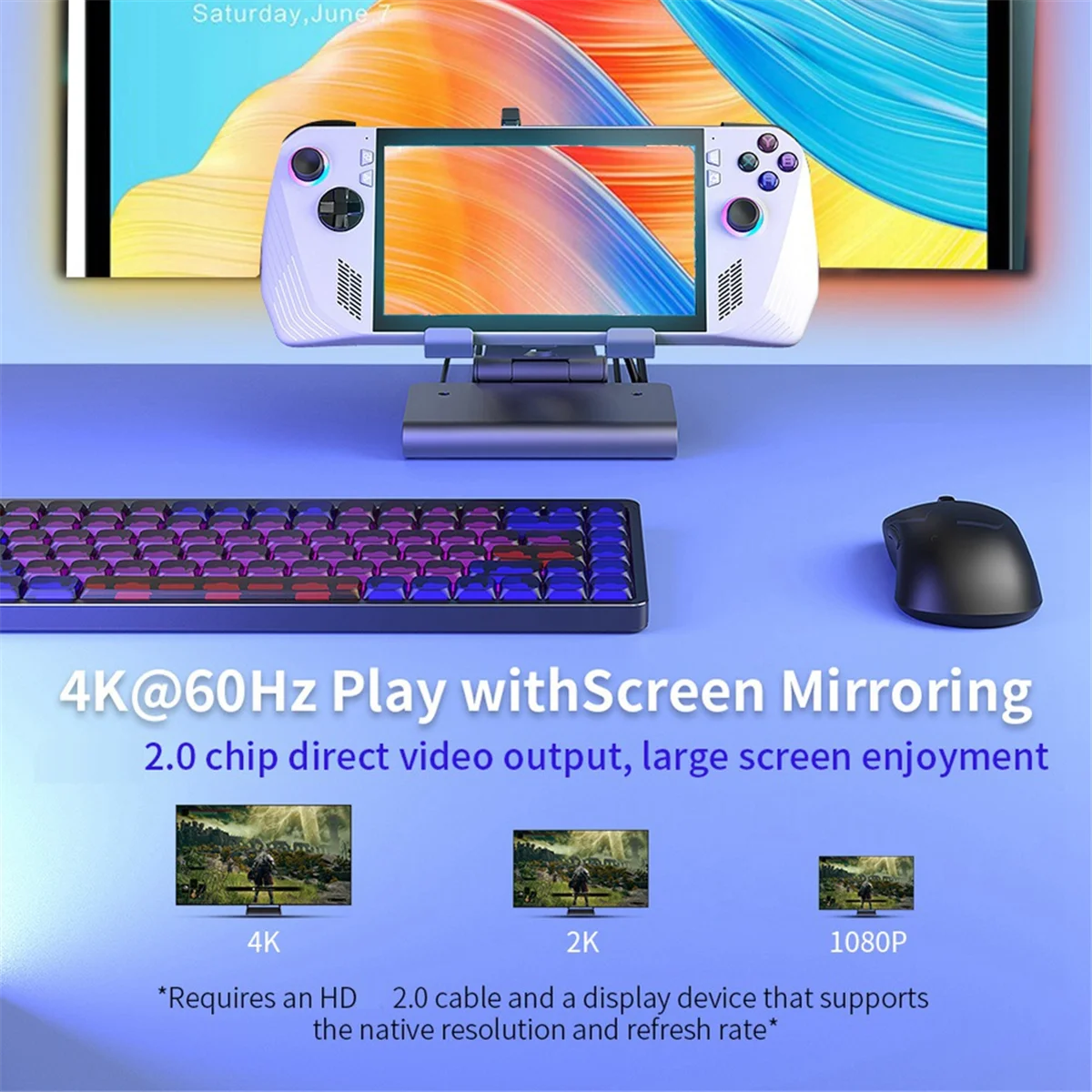 M07K 6 in 1 RGB Dual Fans Docking Station for ROG ALLY SteamDeck Game Console Dock Adjustable Height Dock Bracket