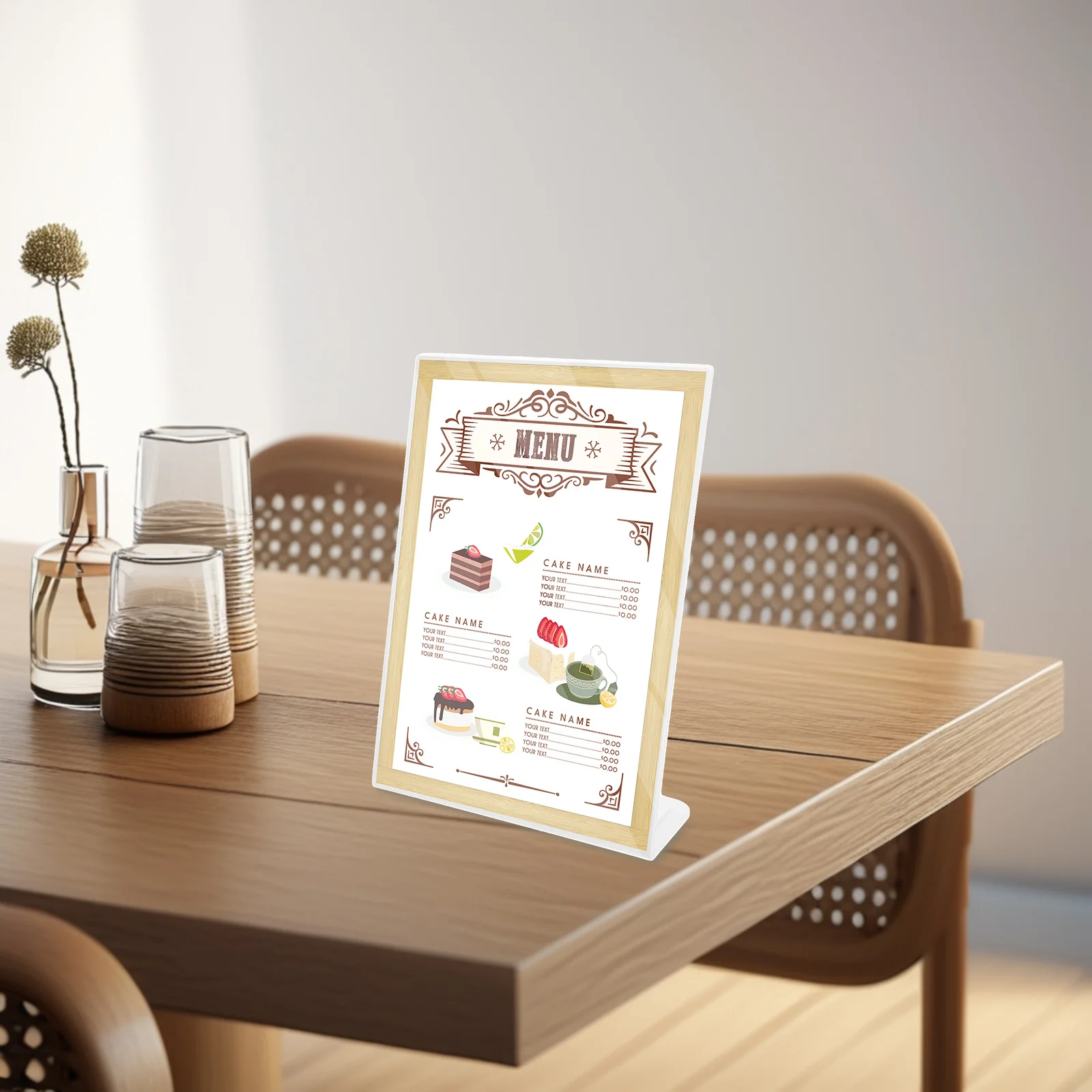 

A4 Plastic Menu For Tabletop Restaurant Sign Wedding Event Brochure Flyer Holder Document Display Frame Table Number Holder