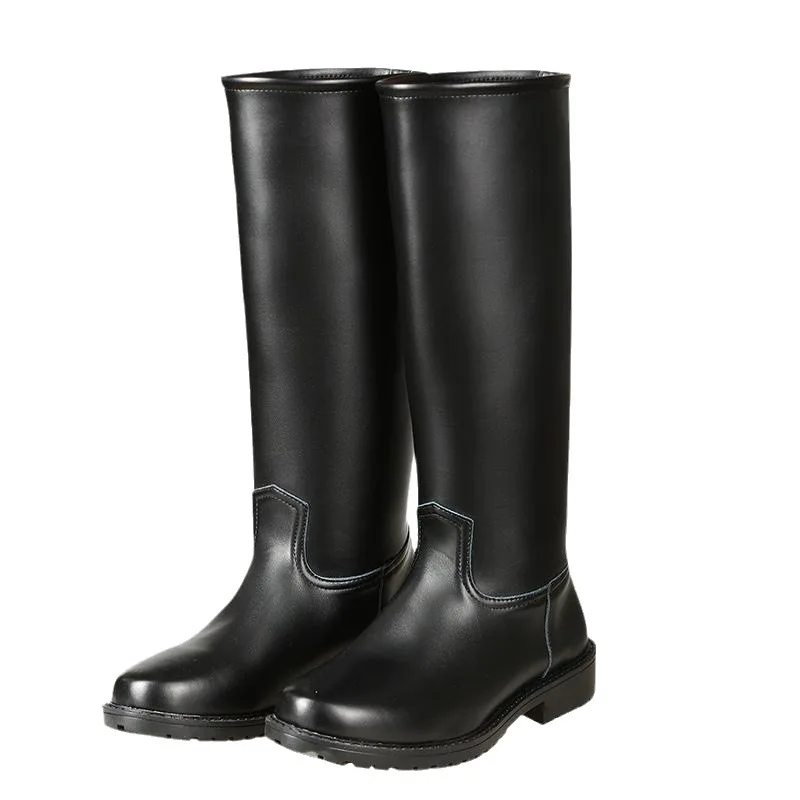 Botas de equitação alta longa bota guarda de honra botas de couro unisex estilo britânico com estofamento de algodão equipamento para cavaleiro