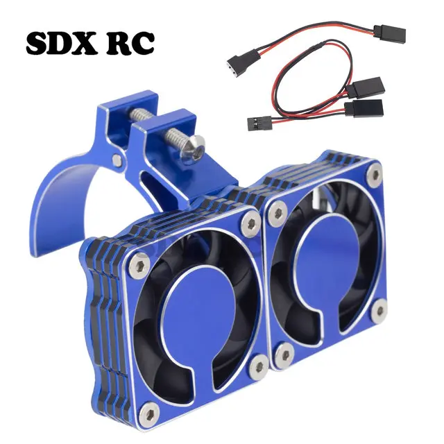 Wyścigi 49MM radiator silnika bezszczotkowy 4010 metalowy podwójny wentylator regulowany uchwyt 47-51mm dla TRAXXAS ARRMA 4985 1717 1/8 1/5 RC Car