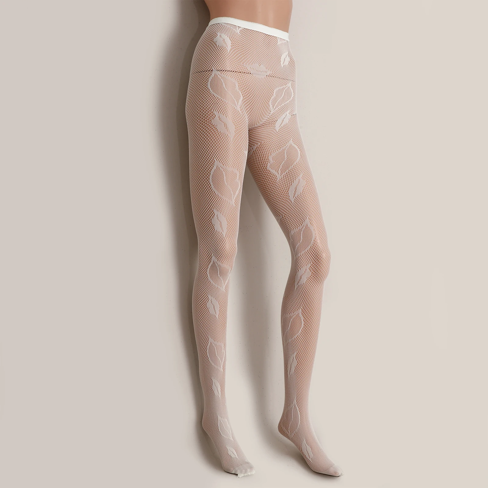 

Женские эротические колготки-сетка с узором в виде губ, эластичные, прозрачные, с вырезами, для платья, аксессуар для образа