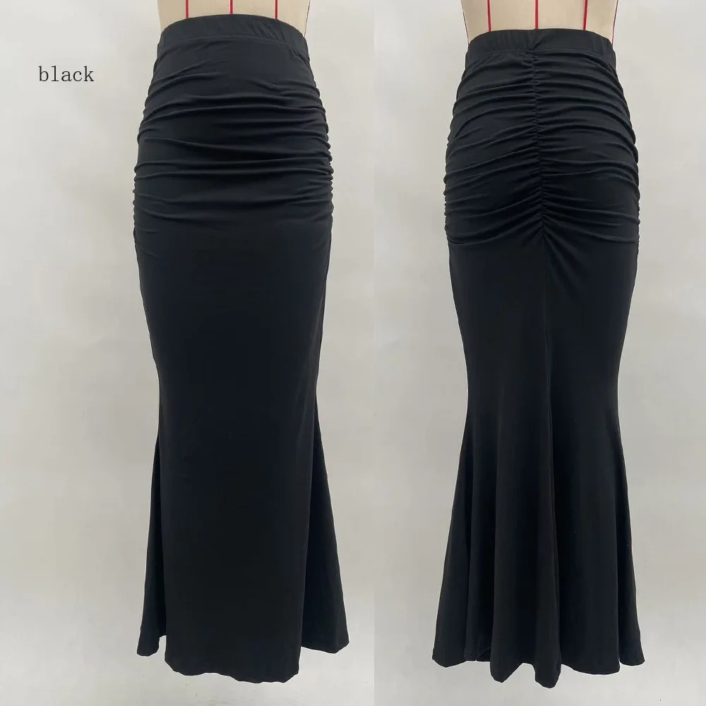 Summer high waist slimming elastic pleated fish tail skirt women