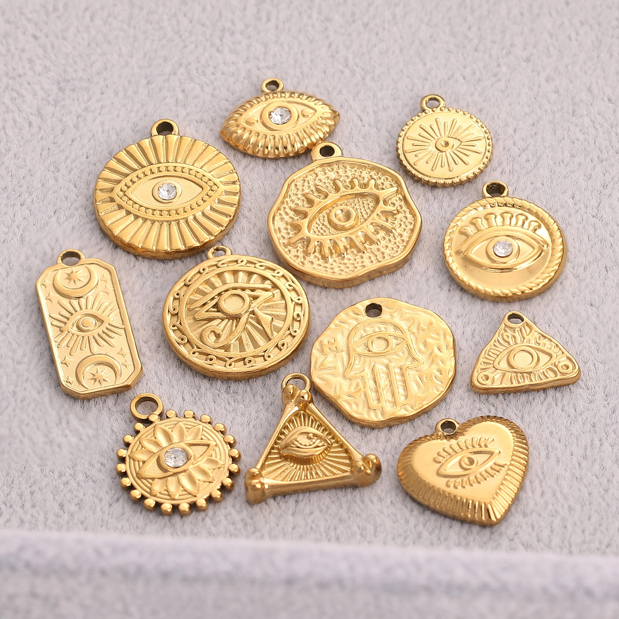 3Pcs Casting Heart Eye Charms Stainless Steel Jewelry Making Cz Evil Eye Pendants Diy Lucky Amulet Earrings Necklace Craft Charm