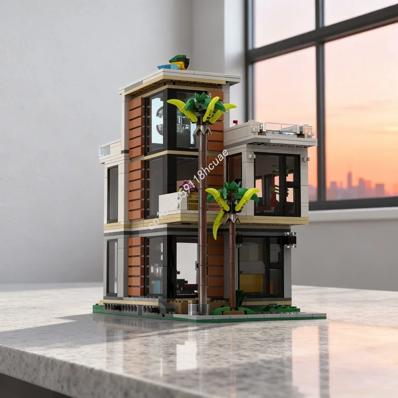 

962pcs MOC Modern House Half Base Modulared Model Building Toy Blocks Festival Gifts Construction Assemble Creative Idea