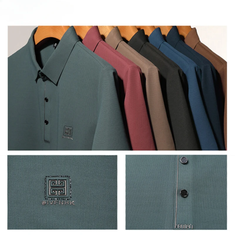 2024 Summer New Seamless T-shirt, Brown Men\'s Cool Golf, Business Casual Polo Shirt,Fashion Popular Lapel Short Sleeve