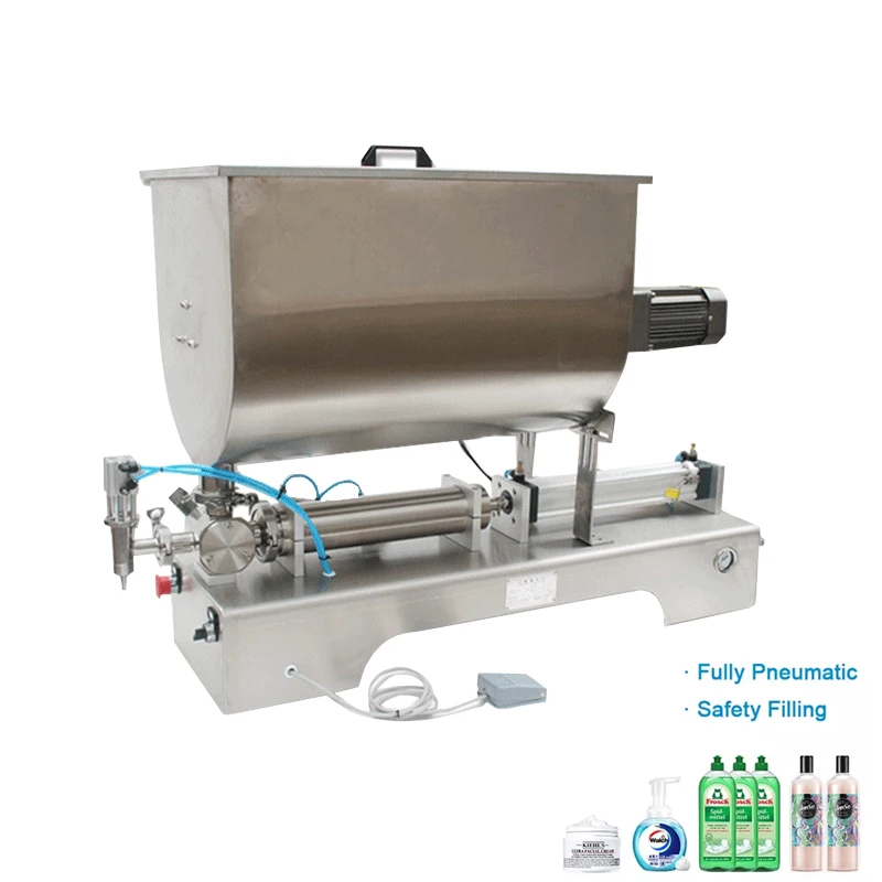 Mixing Hopper Filling Machine Stainless Steel Horizontal Pneumatic Paste Filling Machine for Shampoo Lotion Cream