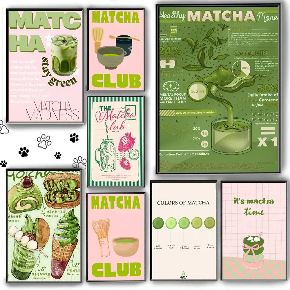 Matcha Flavored Drink Anime Food Poster Self Adhesive HD PVC Wall Art - Waterproof & Stain Proof For Home Office
