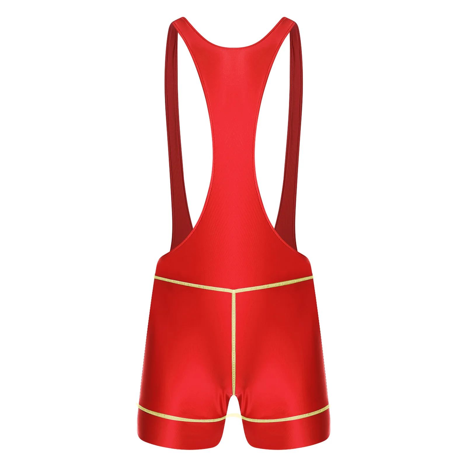 

Mens Glossy Mankini Jumpsuit Open Back Bodysuit Boxer Shorts One-piece Singlets Leotard for Wrestling Sports Yoga Nightwear