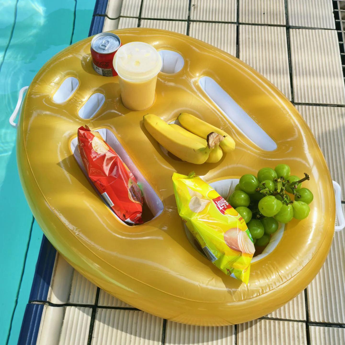 Inflatable Floating Pool Bar Tray with 9 Cup Holders Snack Storage, 2 Colors for Pool Beach Party view 4