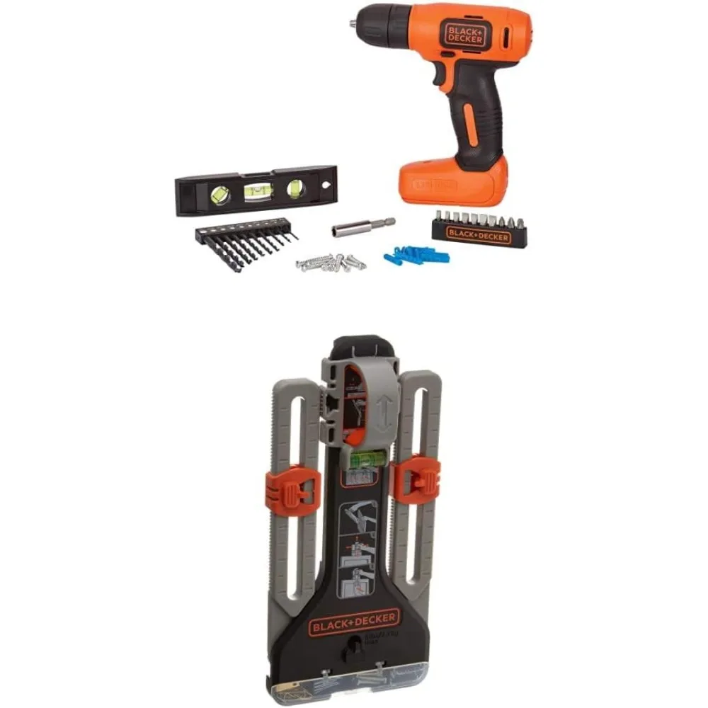 Furadeira sem fio BLACK+DECKER 8V MAX com kit de projeto de decoração de casa de 43 peças
