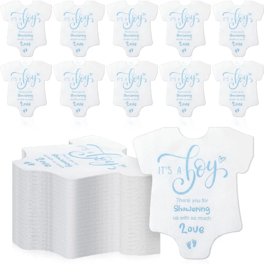

PerKoop 100 Pcs It's a Boy Baby Shower pkins Pajama Theme Blue Disposable Paper pkins for Boy's Gender Reveal Party Baby Shower