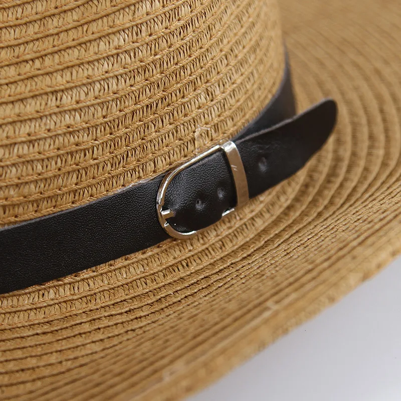 Western Cowboy Hat for Men Women Foldable Straw Cap Large Brim Topper Hat Sun Protection Visors Summer Sunshade Travel Beach Hat