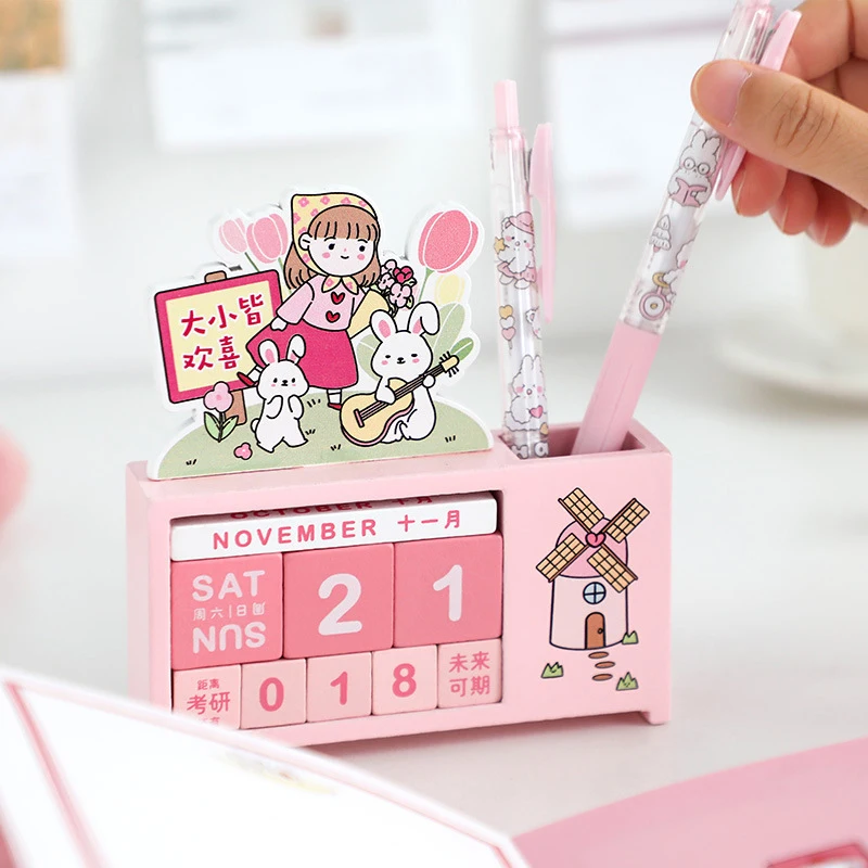 

MOHAMM 1 Set Cartoon Multifunction Desk Blocks Calendar for DIY Yearly Planner Stationery Gifts Home Office Supply