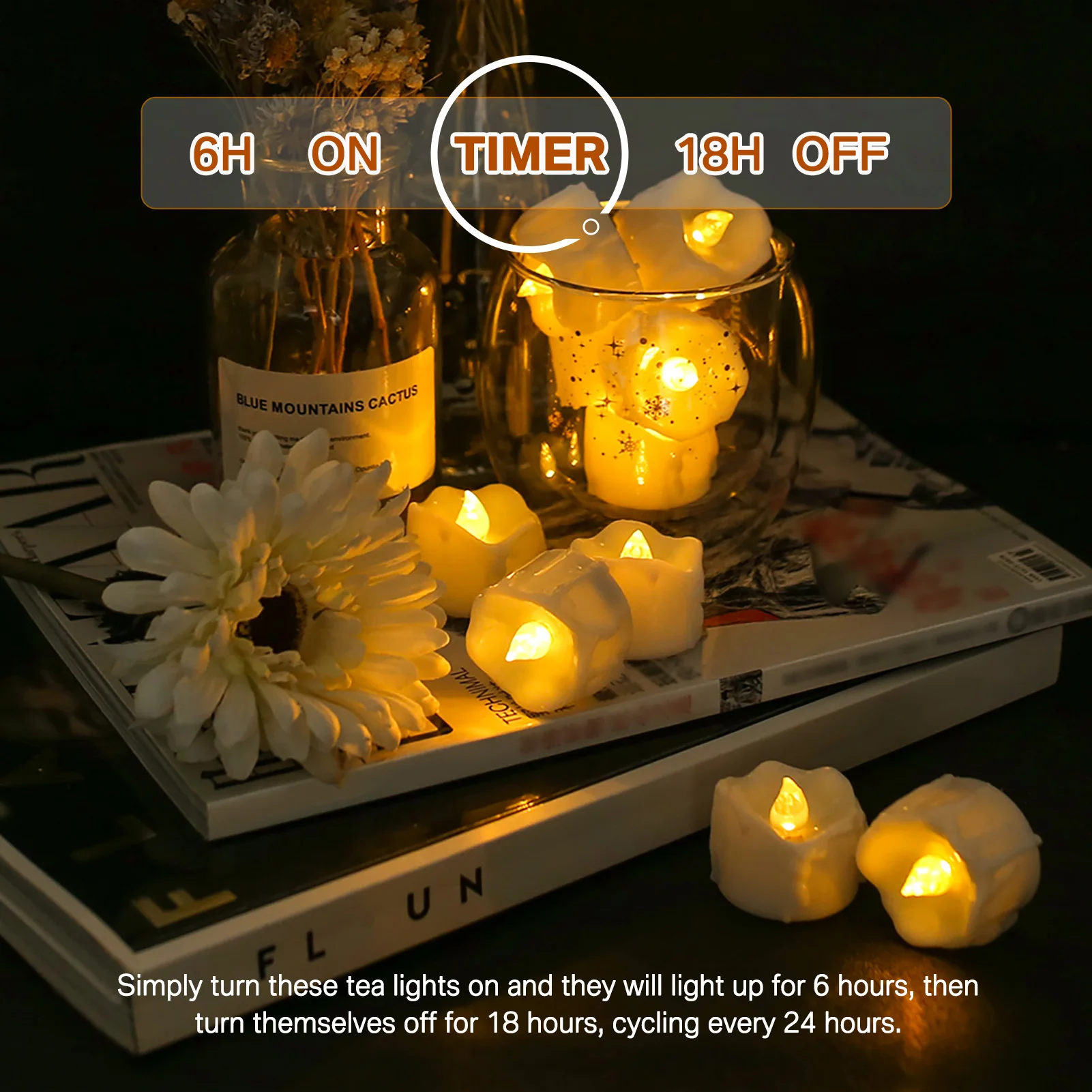 Flickering Flameless Votive LED Candles Battery Operated Realistic Drip Wax Electric Tealight for Wedding Halloween Valentines Day Christmas Home Decor