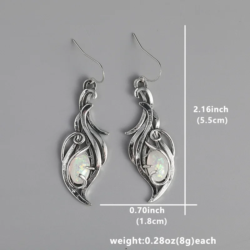 Charming Oval Fire Opal Earring For Women Bohemian Silver Color Drop Earrings Wedding Anniversary Jewelry Gift Accessories