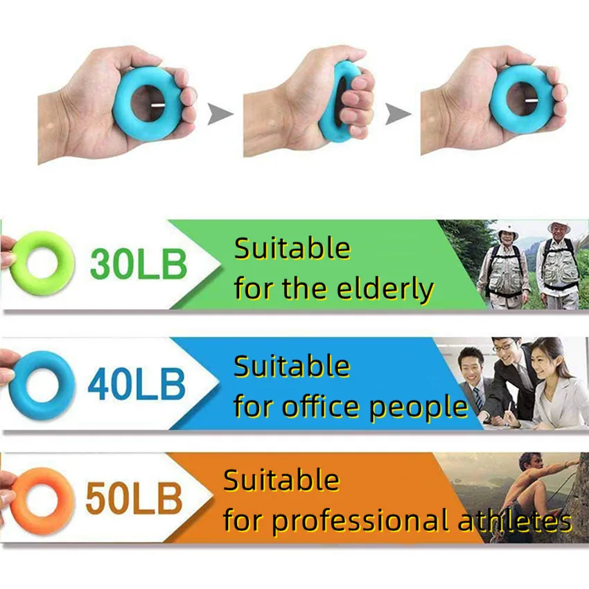 Silicone Adjustable Hand Grip 30-50LB Gripping Ring Finger Forearm Trainer Carpal Expander Muscle Workout Exercise Gym Fitness