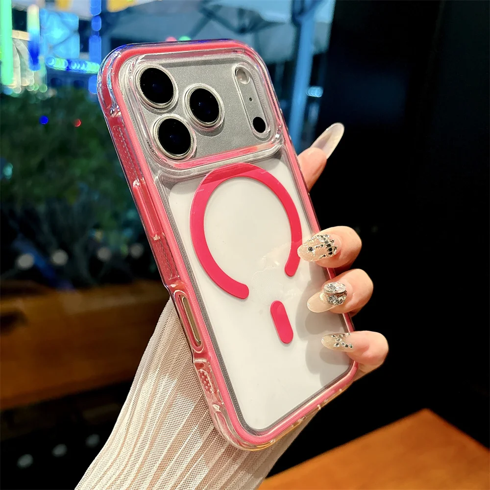 2-in-1 Transparente TPU-Handyhülle für iPhone 18 Pro Max 17 Air 16 15 14 13 12 11 mit MagSafe Magnetischer Kabelloser Ladeabdeckung – Detail 5