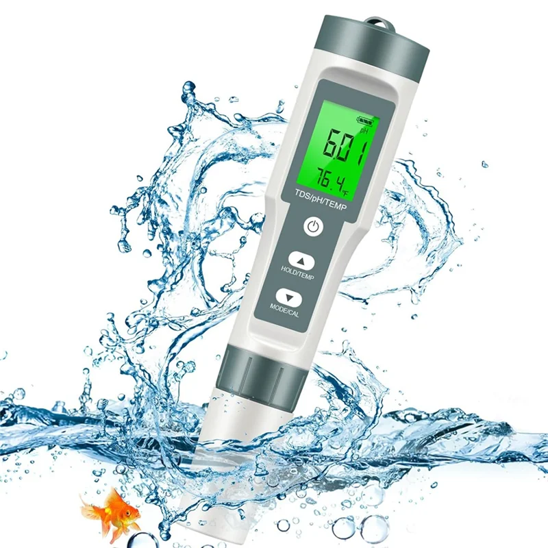 AED7-TDS/PH/Temperature 3-In-1 PH Meter For Water, 0-14 PH Digital PH Meter, 0.01 High Precision Water Quality Tester