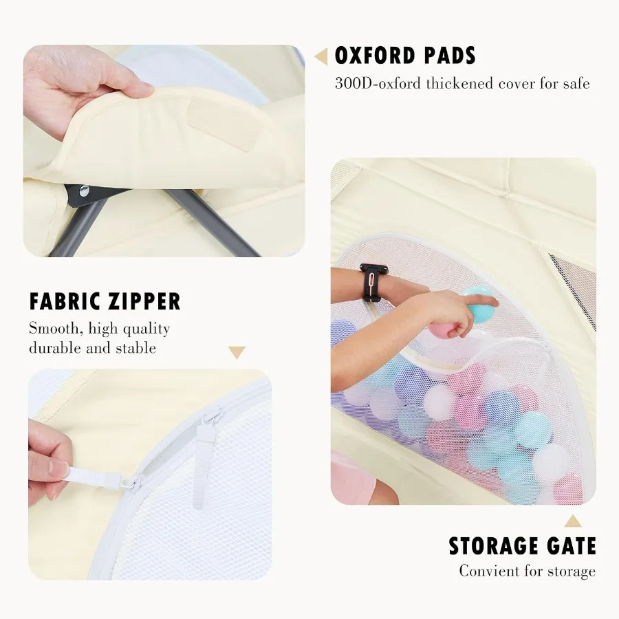 Baby Playpen Foldable Playard for Babies and Toddlers Portable Playpen Activity Center with 50 Balls+2 Handles for Travel Indoo