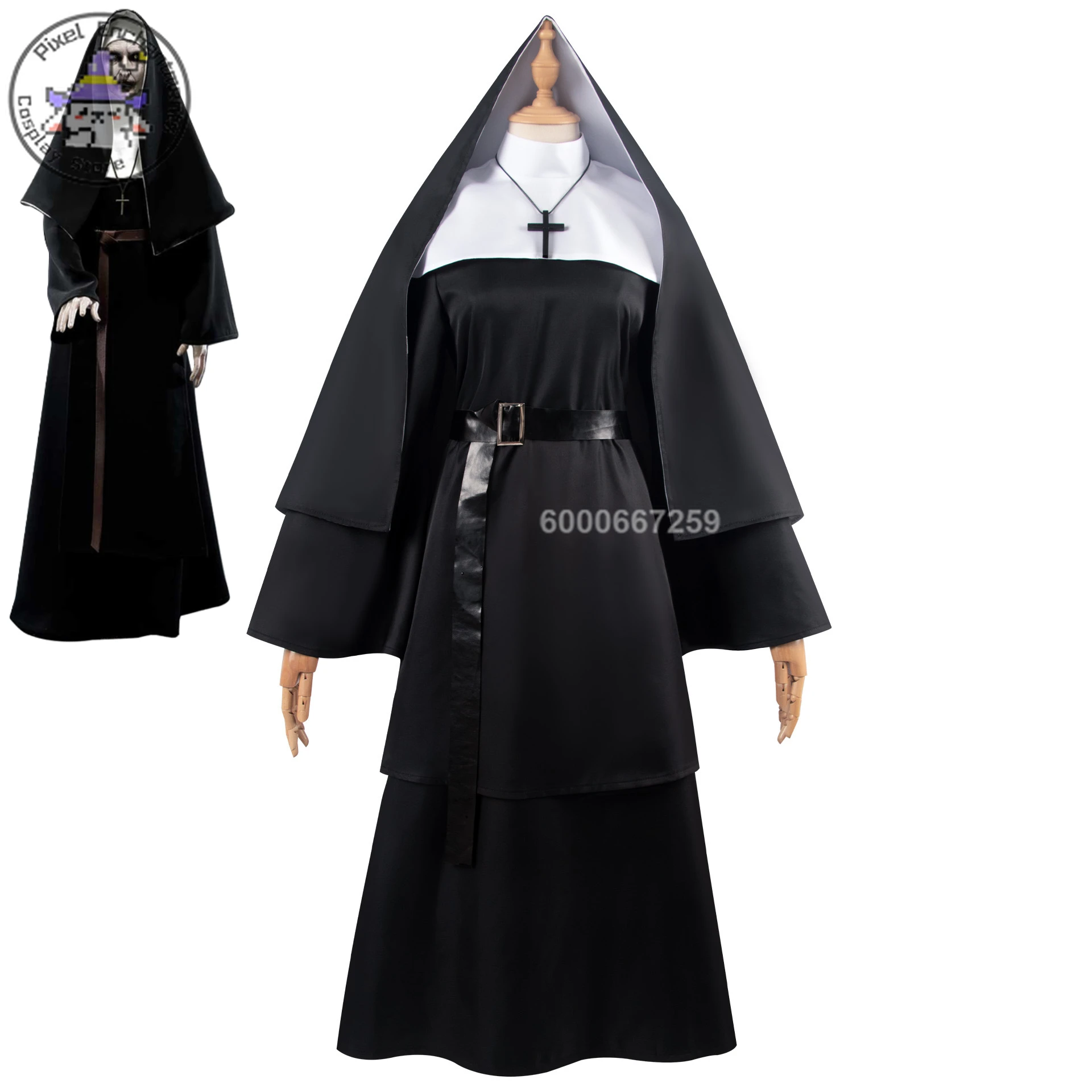 

Hot Movie The Nun Cosplay Costume for Women High Quality Black Habit Dress Outfit Halloween Costume Love Live Anime Clothes