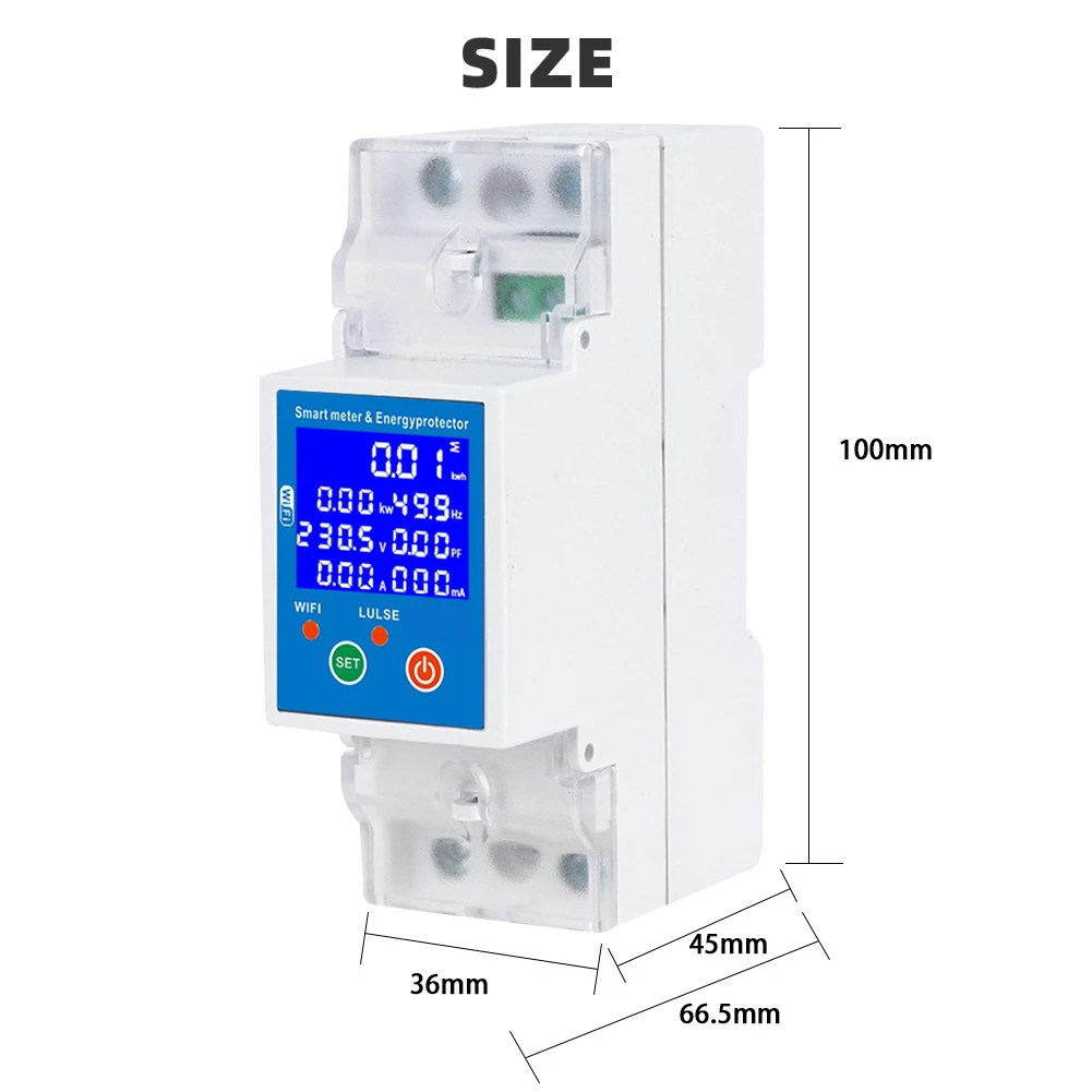 for Smart RS485 WiFi Meter with Leakage for Circuit Breaker Supports Remote Monitoring and Adjustable Current Settings