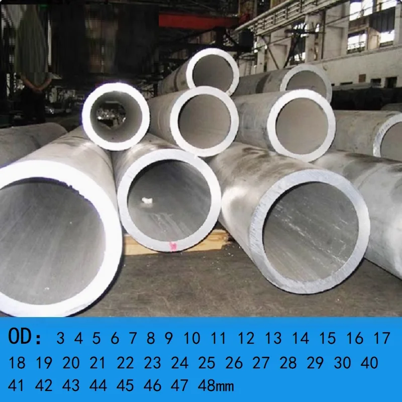 Tube en aluminium OD 3 4 5 8 10 12 15 16 18 20 22 24 25 26 28 30 40 41 42 43 44 45 46 47 48mm rond 6061 tuyau métallique en aluminium